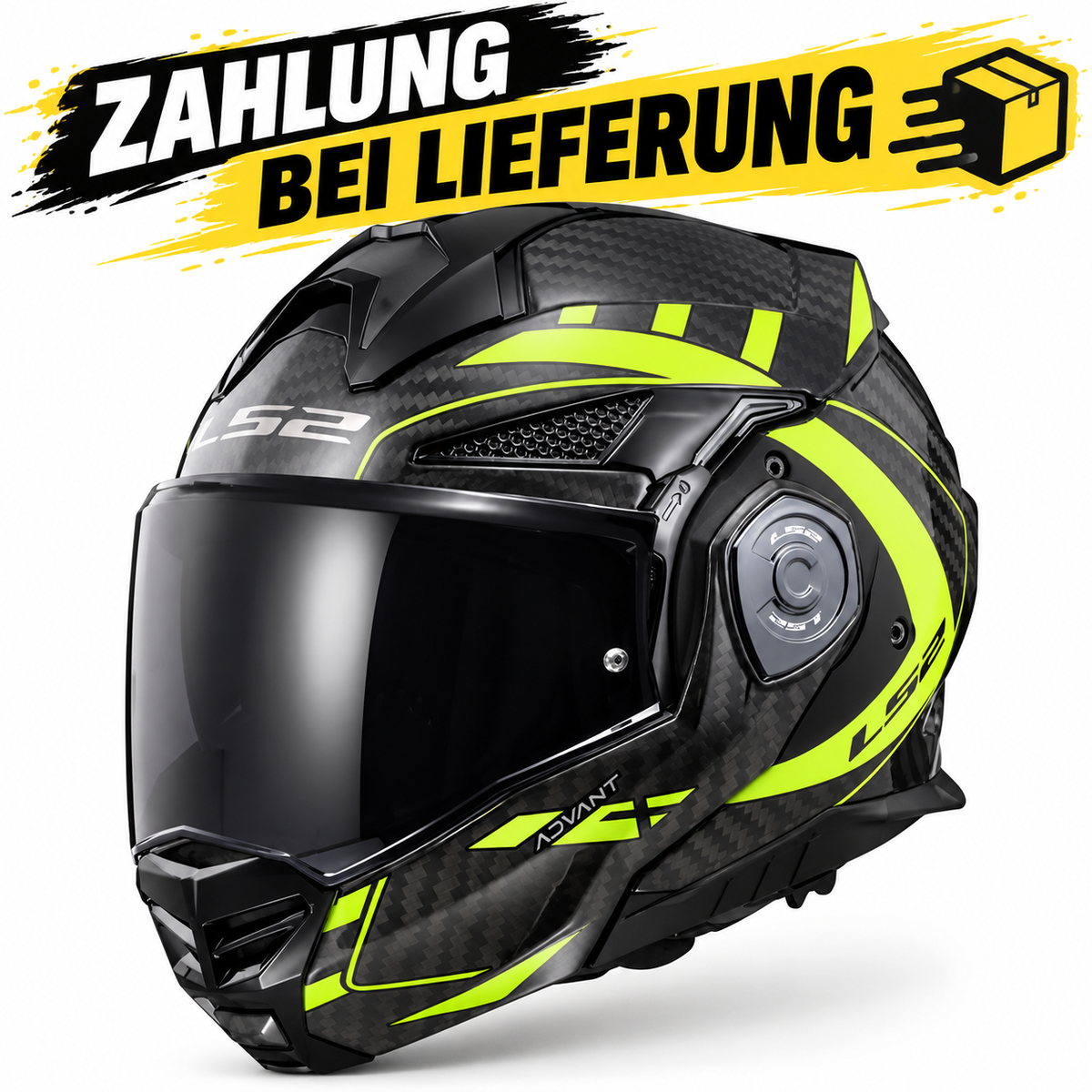 LS2 FF901 Advant X Motorradhelm aus Carbonfaser, Klapphelm, mit Doppelvisier, für Motocross und Rennen.
