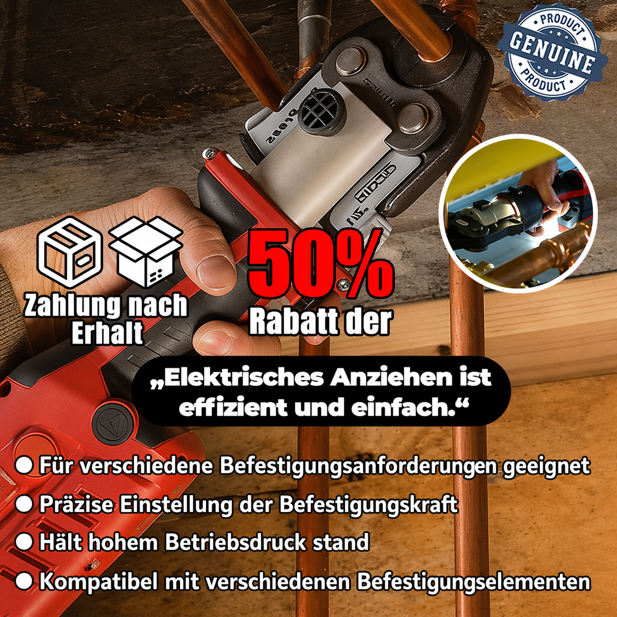 RIDGID RP 241 Kompakt-Presswerkzeug Set 57373 – Akku-Pressmaschine mit 1/2″ ProPress-Pressbacke