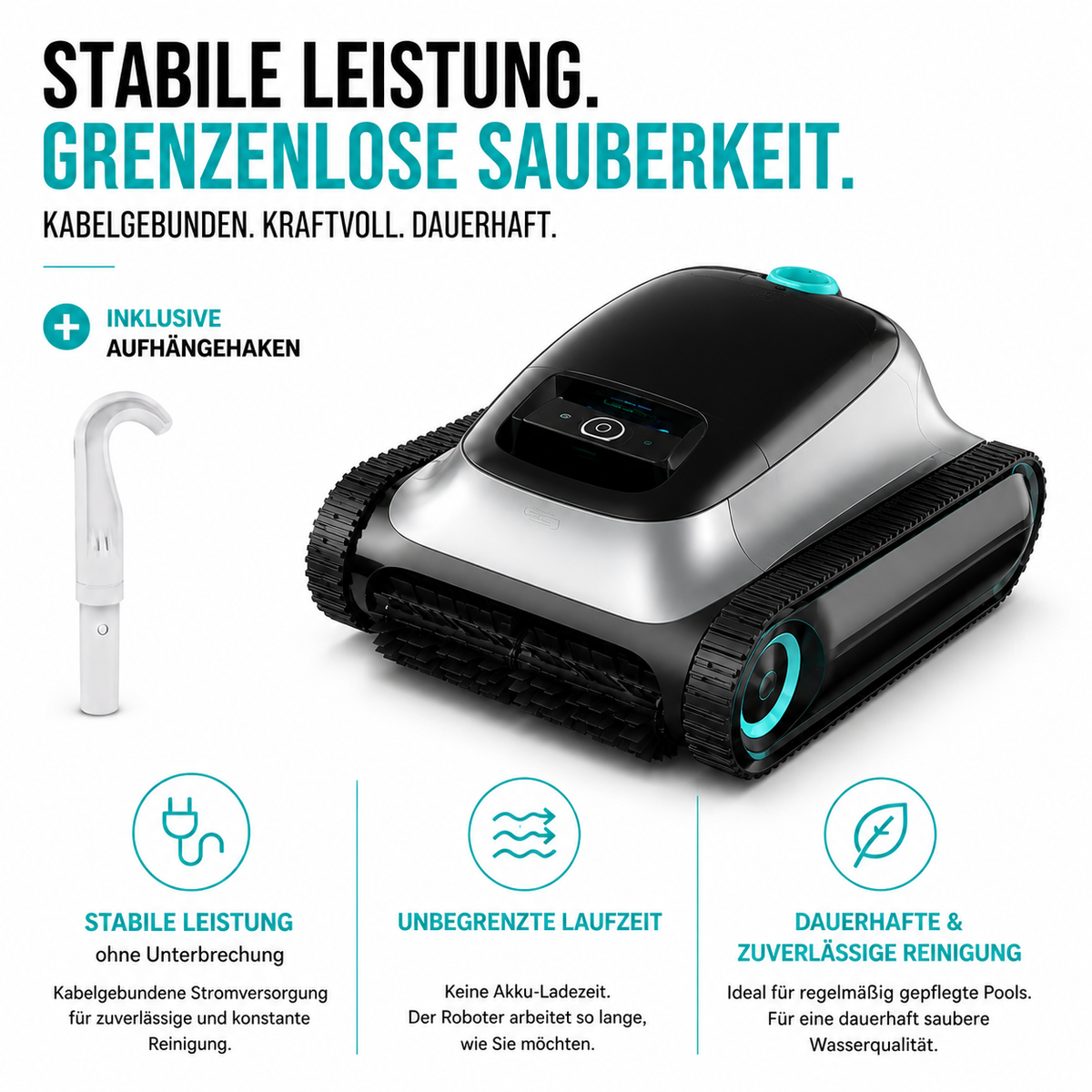Kabelloser Poolroboter mit intelligenter Navigation, 5800 GPH Saugkraft & 210 Min Laufzeit