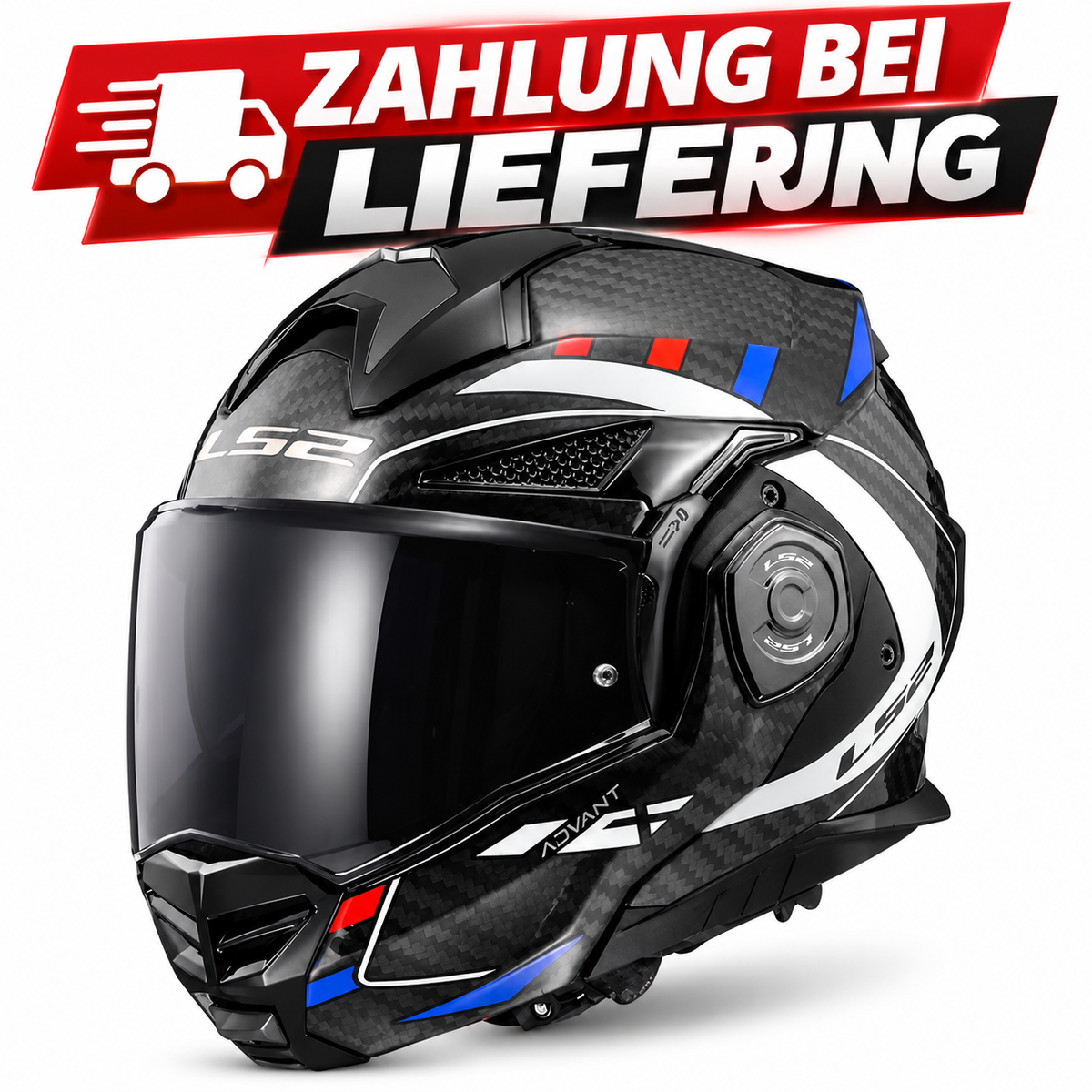 LS2 FF901 Advant X Motorradhelm aus Carbonfaser, Klapphelm, mit Doppelvisier, für Motocross und Rennen.