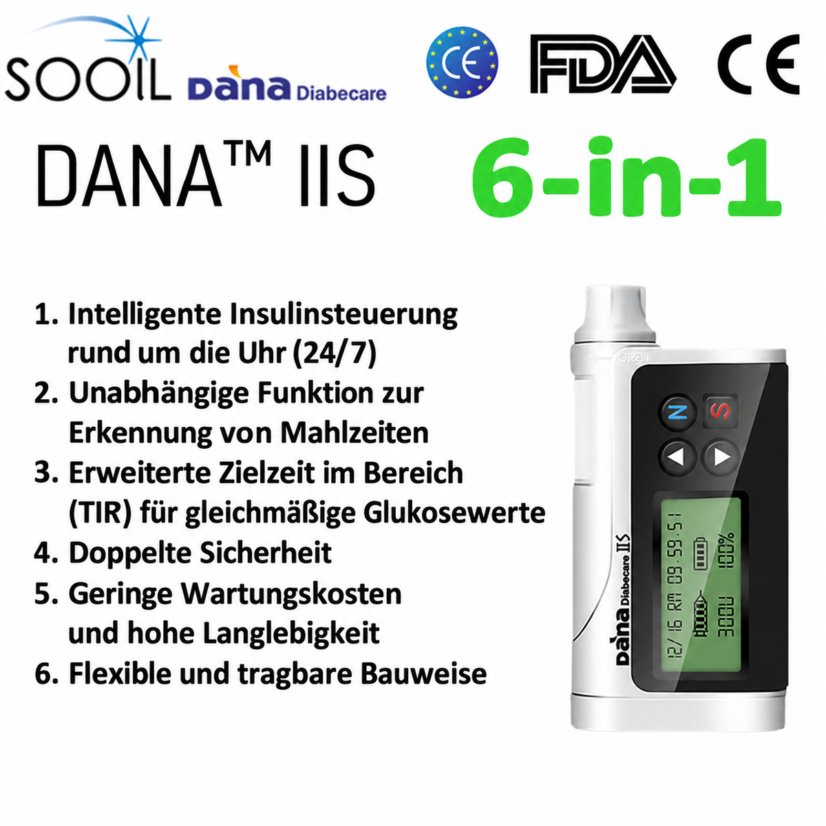 Dana Insulinpumpe vollautomatische intelligente Dauerinfusion