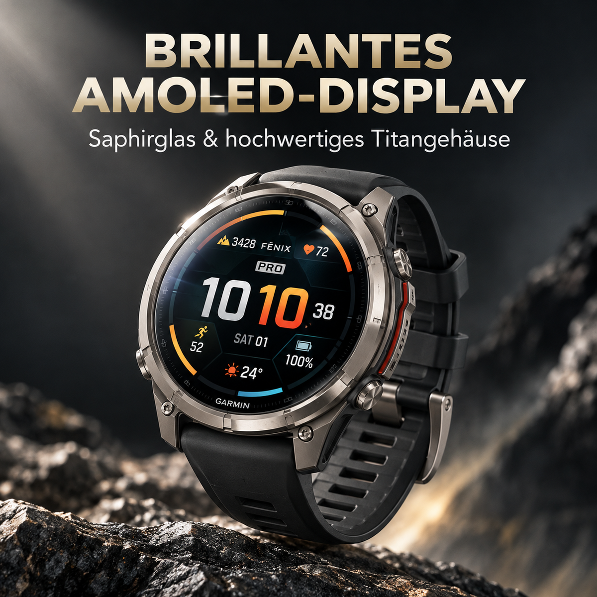 Garmin fēnix 9 Pro AMOLED GPS-Smartwatch mit Saphirglas & Titangehäuse