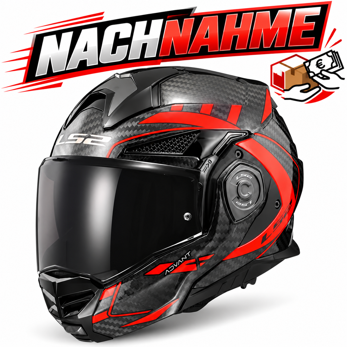 LS2 FF901 Advant X Motorradhelm aus Carbonfaser, Klapphelm, mit Doppelvisier, für Motocross und Rennen.