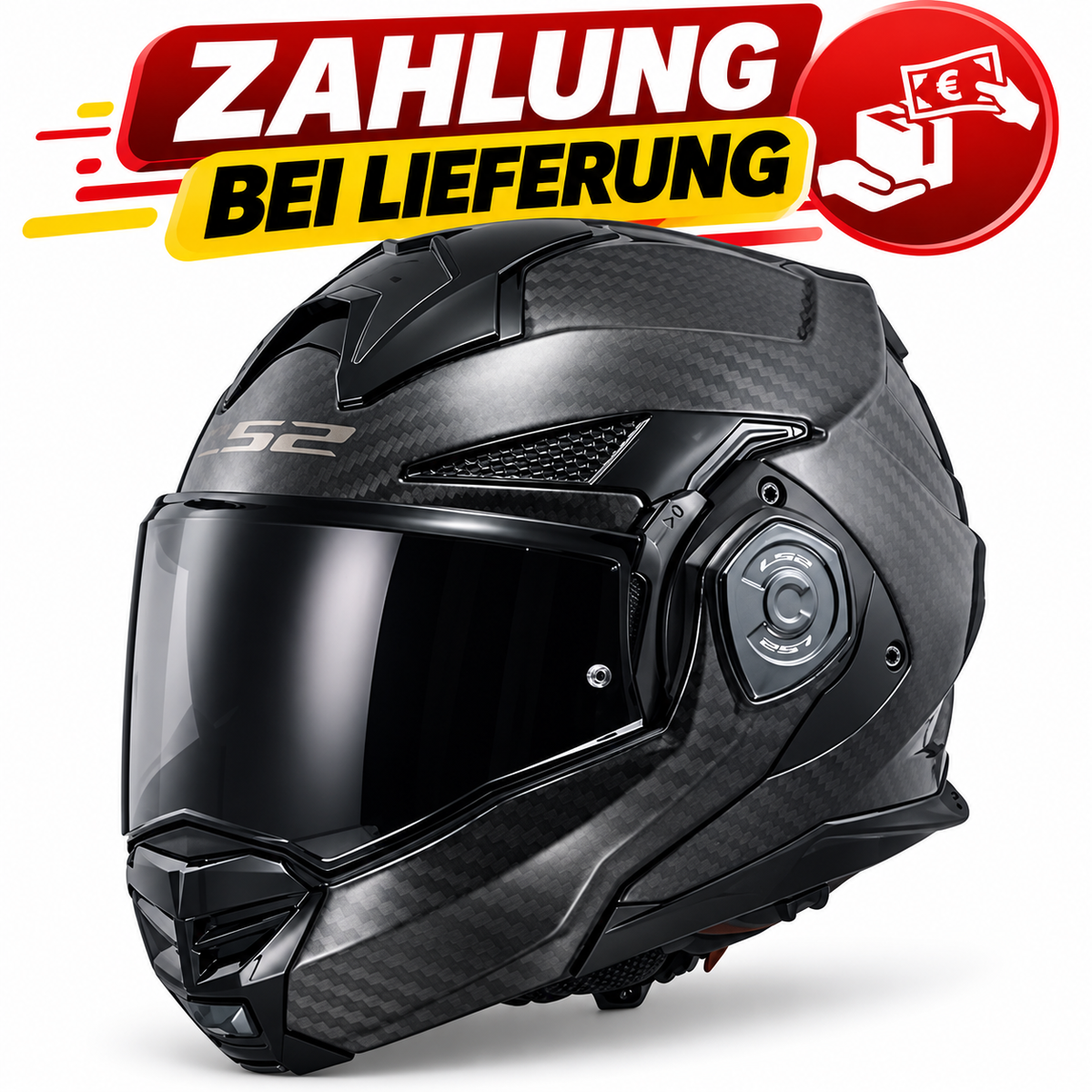 LS2 FF901 Advant X Motorradhelm aus Carbonfaser, Klapphelm, mit Doppelvisier, für Motocross und Rennen.