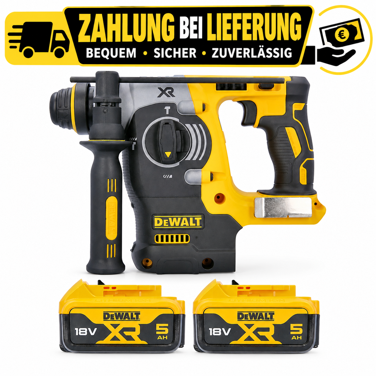 DeWalt DCH273P2T-QW Akku-Bohrhammer 18V XR SDS-Plus Brushless – Kabelloser Bohrhammer mit TSTAK Koffer