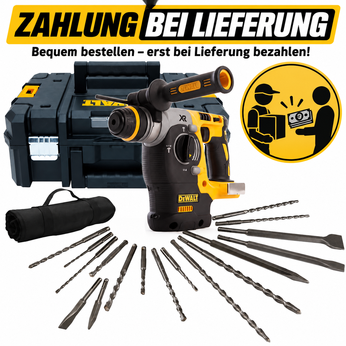 DeWalt DCH273P2T-QW Akku-Bohrhammer 18V XR SDS-Plus Brushless – Kabelloser Bohrhammer mit TSTAK Koffer