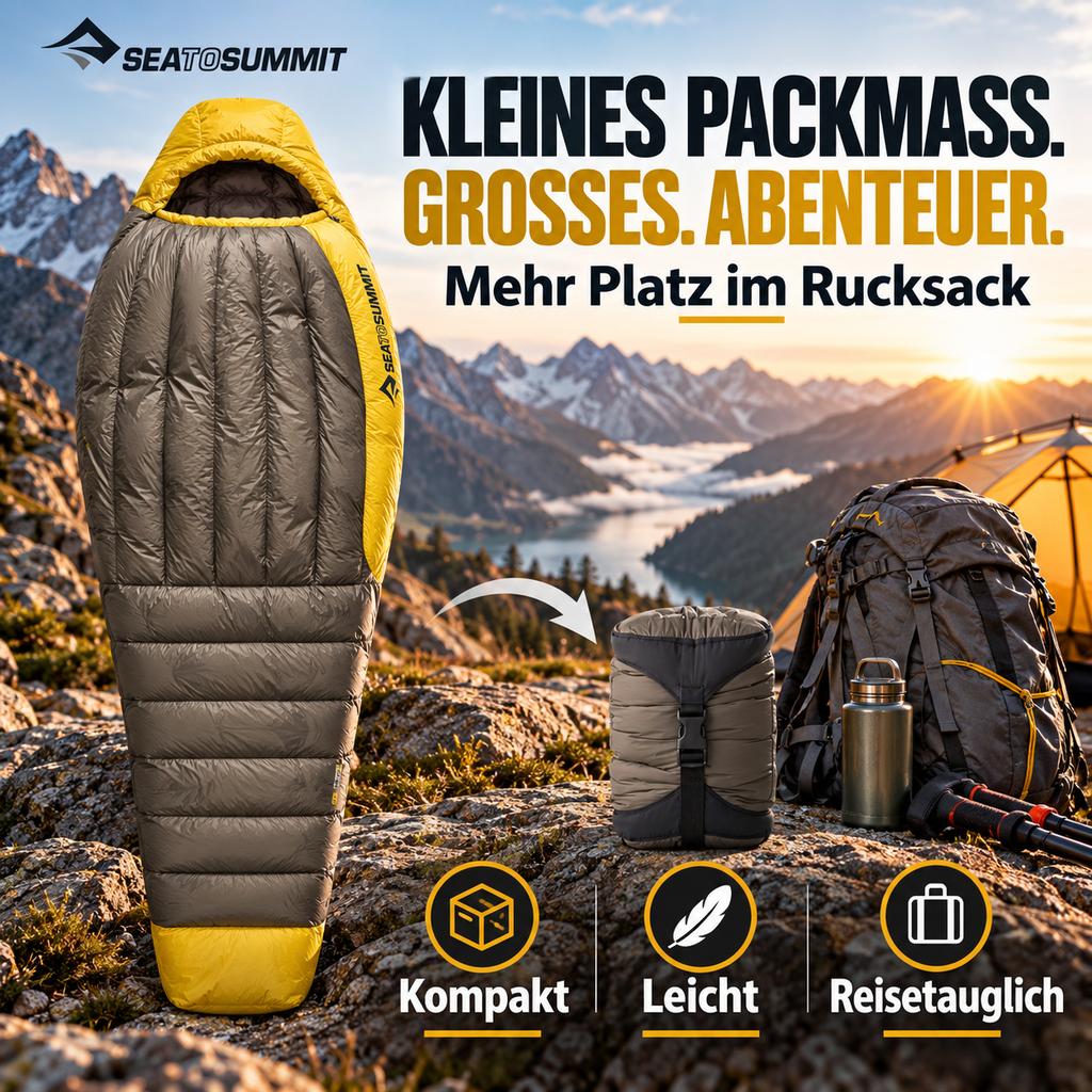 Sea to Summit Spark Ultraleicht Daunenschlafsack – 850+ Gänsedaune für Trekking & Backpacking