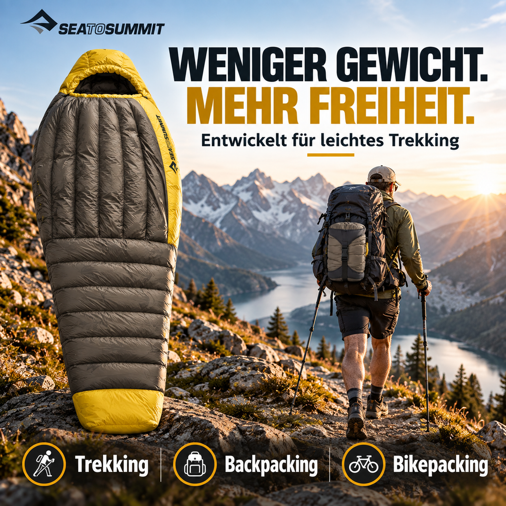 Sea to Summit Spark Ultraleicht Daunenschlafsack – 850+ Gänsedaune für Trekking & Backpacking